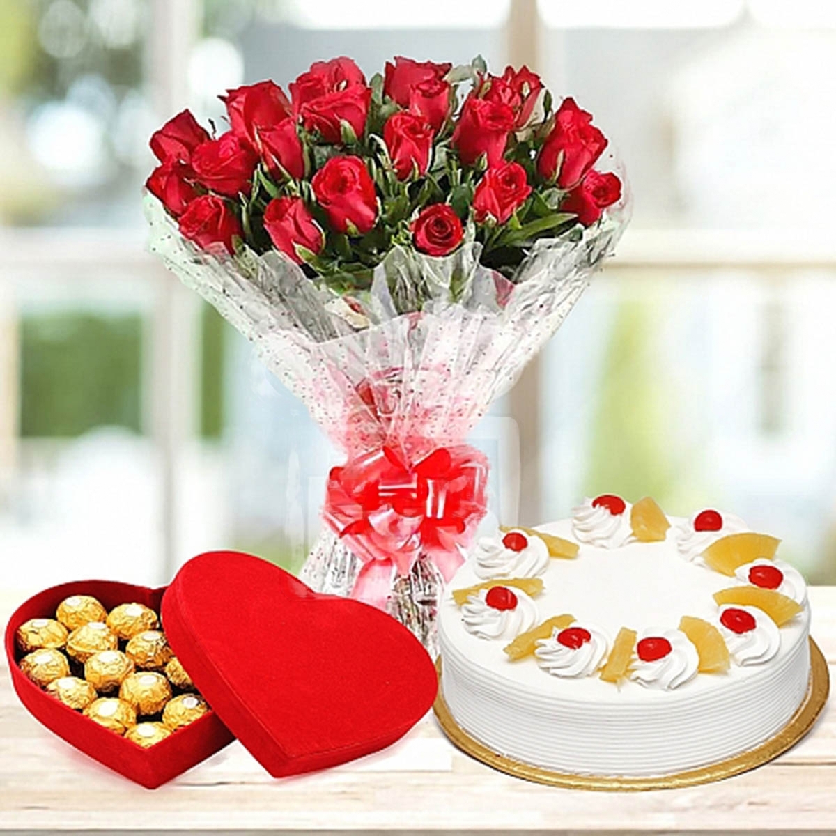 Combo with Flower, Cake and Chocolate