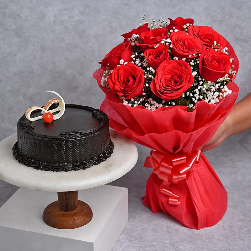 Combo with Cake and Flower
