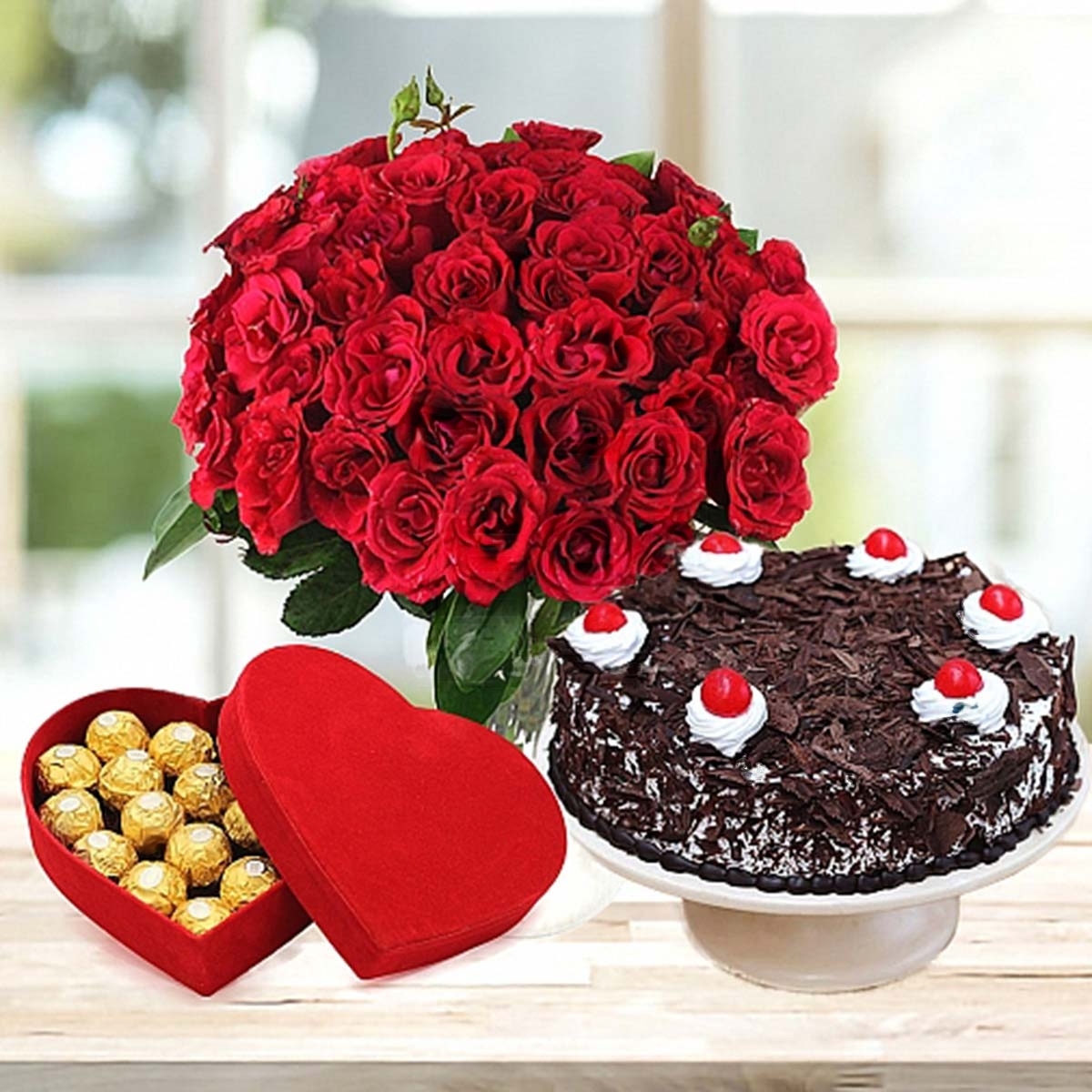 Combo with Flower, Cake and Chocolate