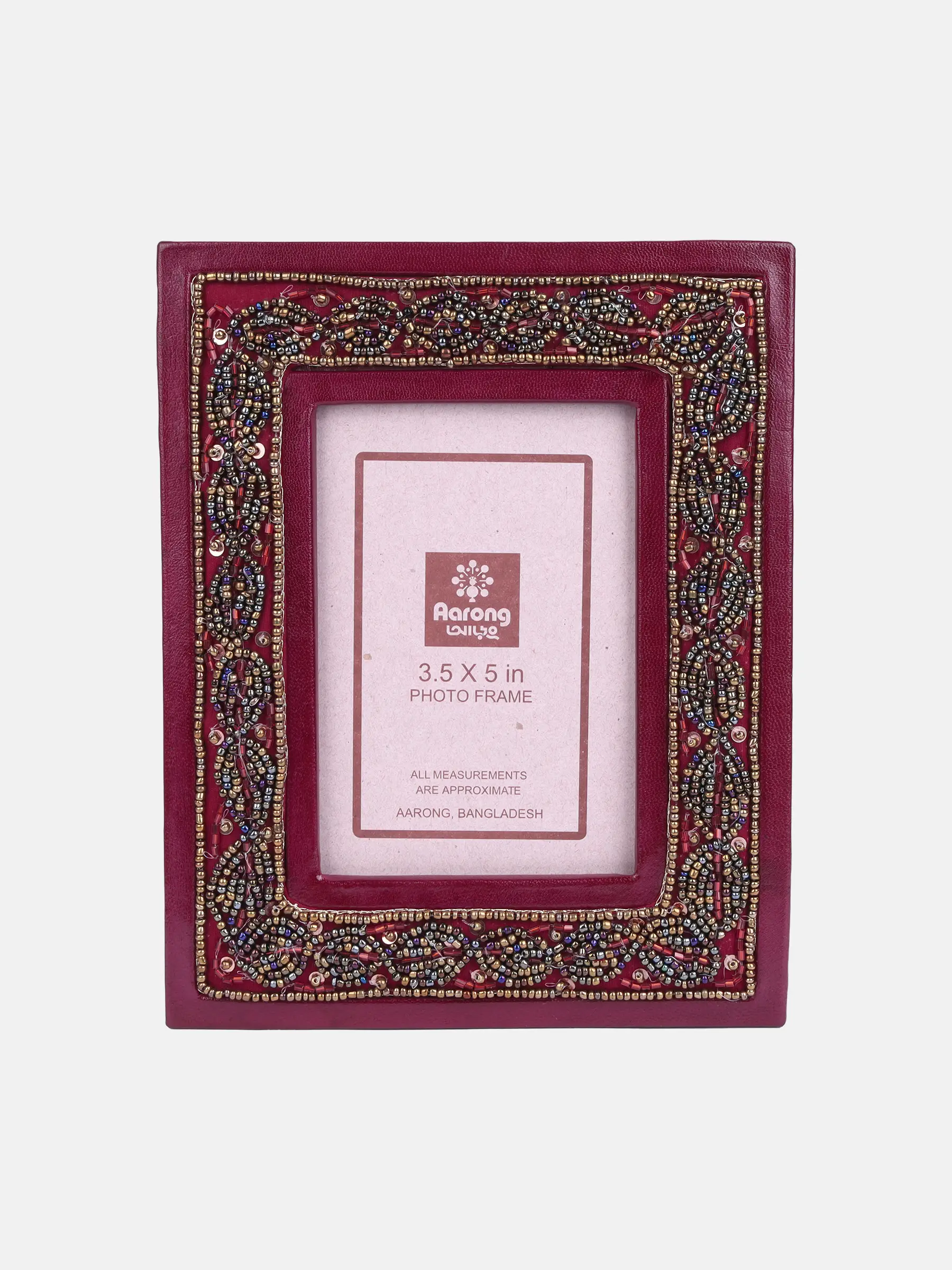Maroon Embroidered Genuine Leather Photo Frame