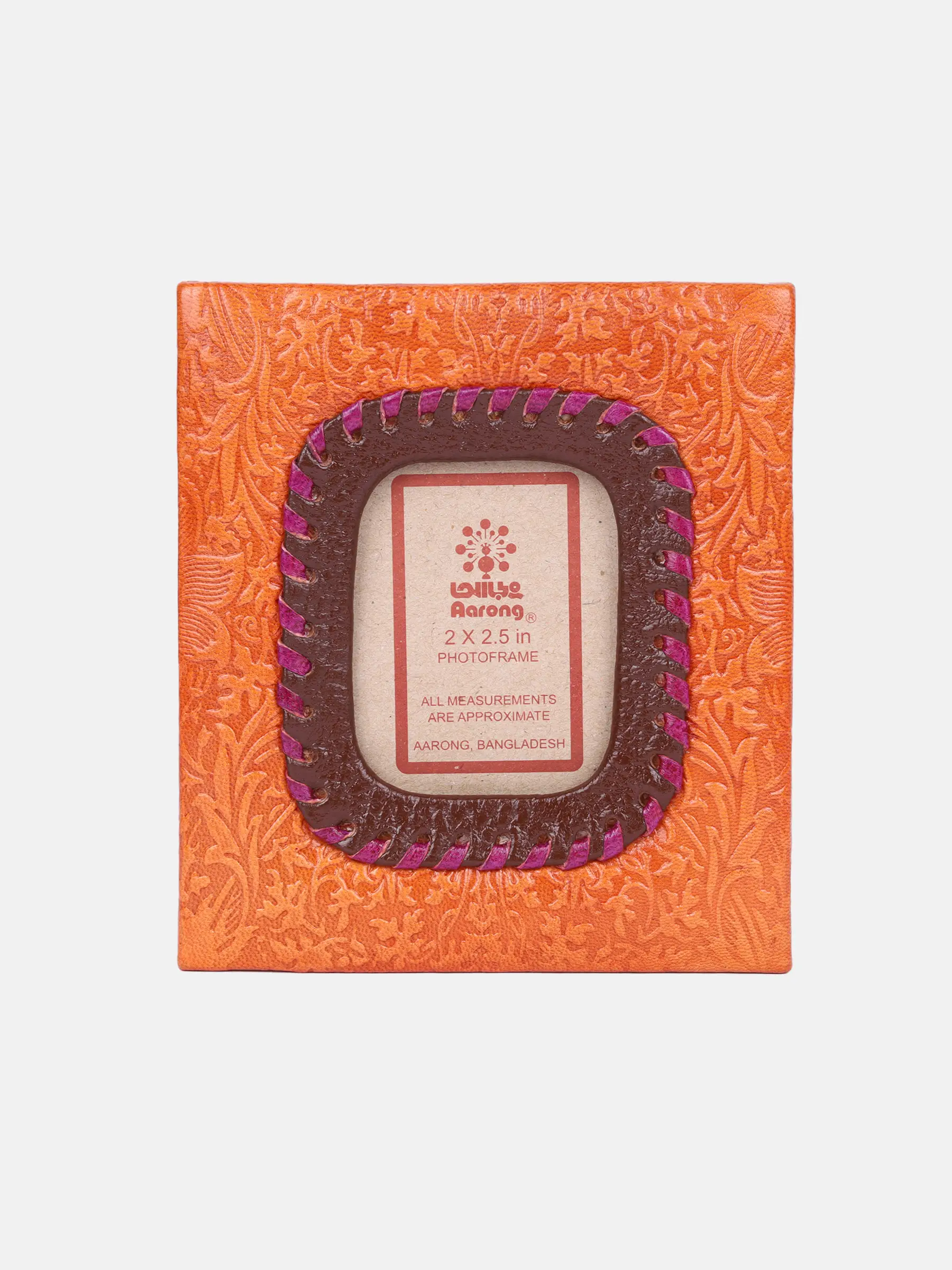Orange Embossed Genuine Leather Photo Frame