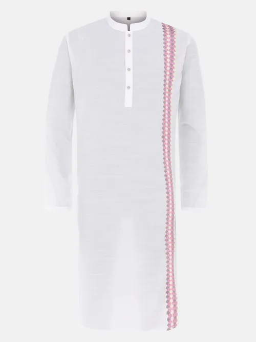 White Embroidered Cotton Panjabi