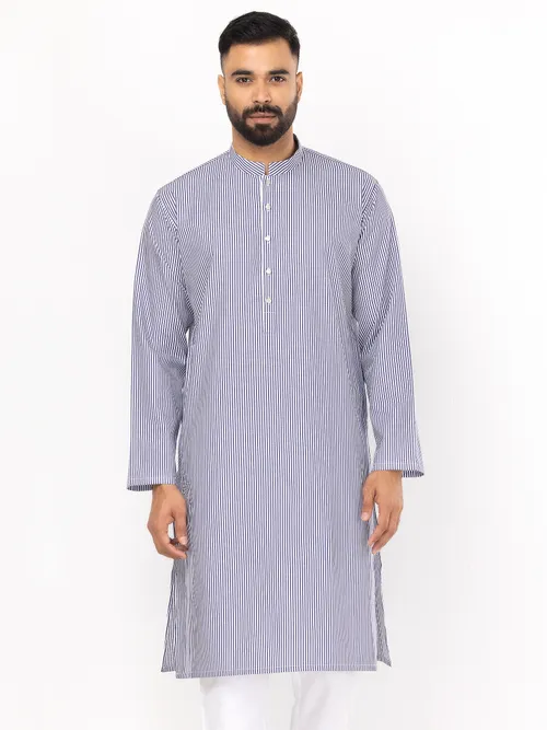 Light Blue Striped Cotton Panjabi