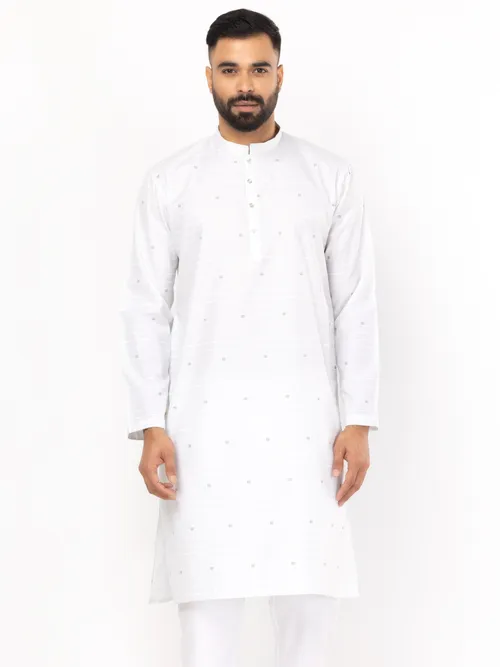 White Textured Cotton Panjabi