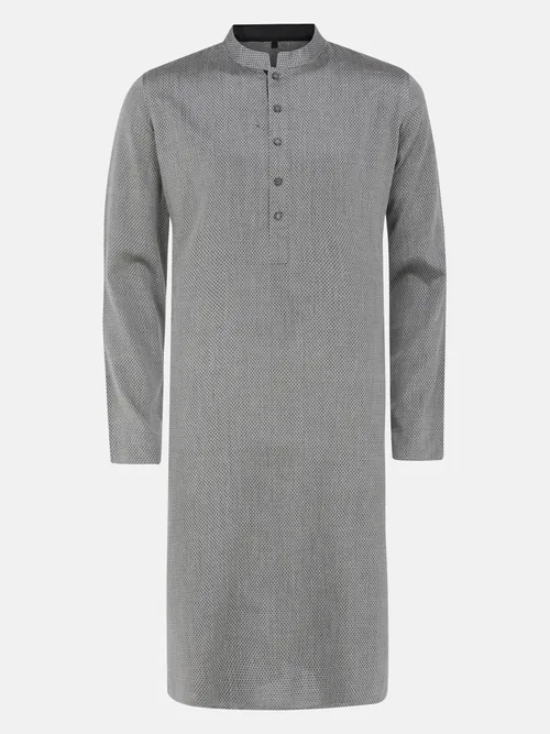 Grey Viscose-Cotton Slim Fit Panjabi
