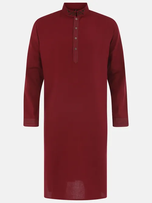 Maroon Erri Embroidered Viscose Panjabi