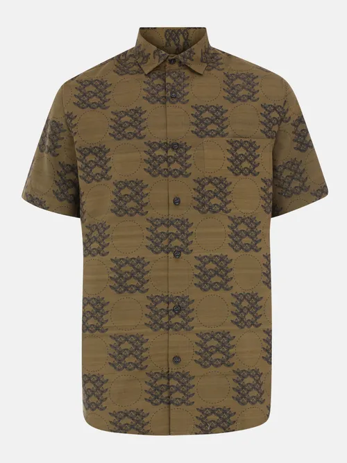Olive Printed Endi Cotton Shirt