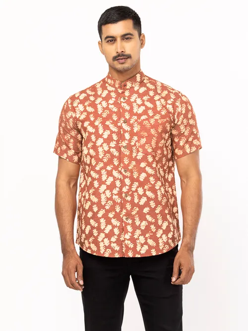 Rust Wax Dyed Cotton Shirt