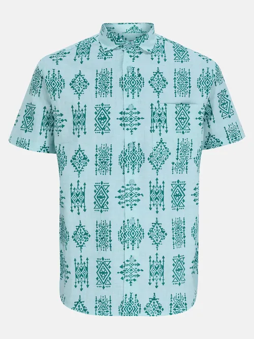 Seafoam Green Printed Cotton Shirt
