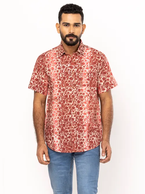 Maroon Wax Dyed Cotton Shirt