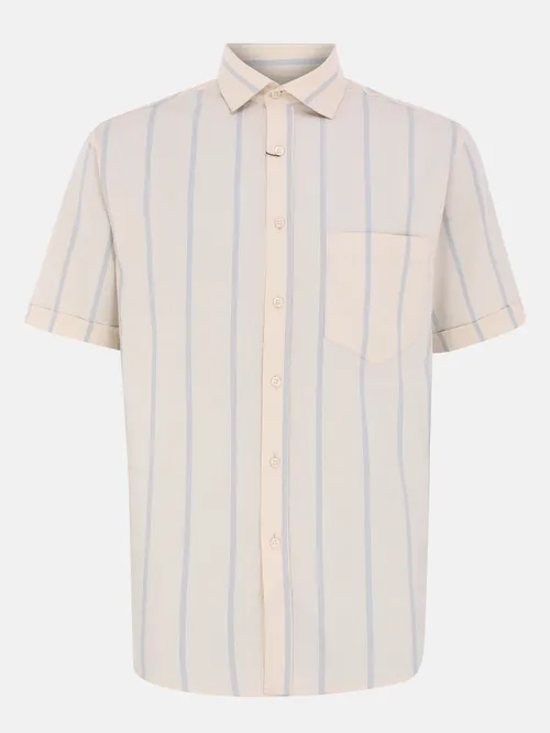 Beige Mixed Cotton Executive Shirt