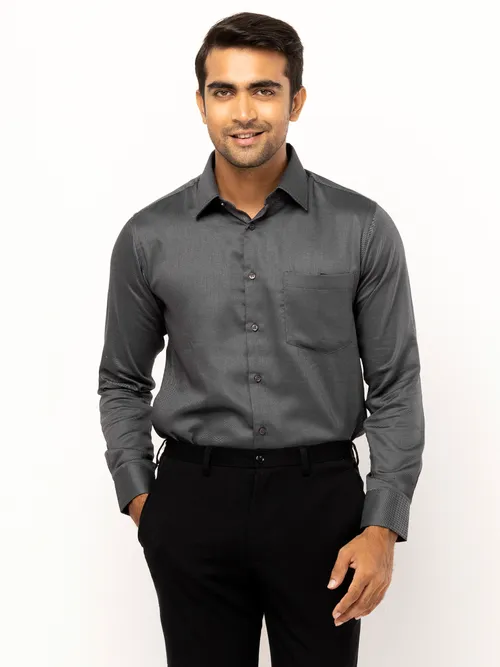 Black Striped Mixed Cotton Executive Shirt