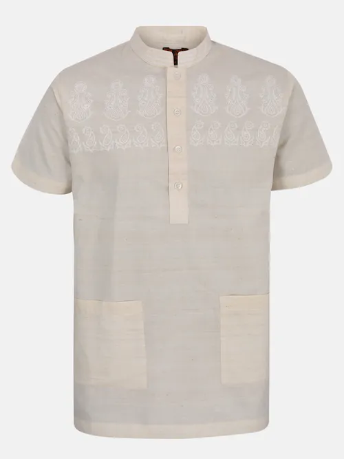 Ecru Embroidered Endi Cotton Fatua