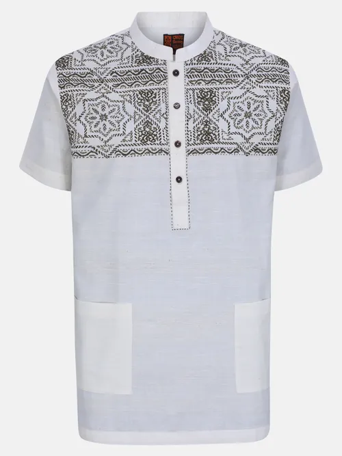 Ecru Embroidered Endi Cotton Fatua