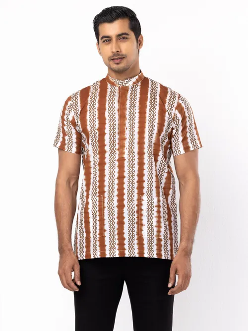 Brown Tie-Dyed Printed Cotton Fatua