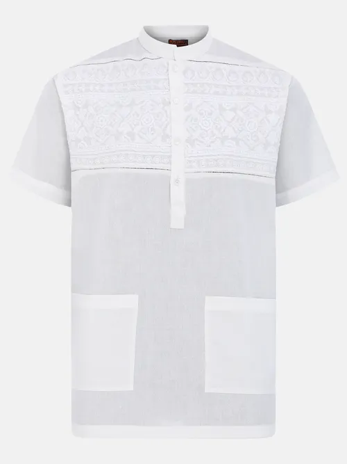 White Embroidered Cotton Fatua
