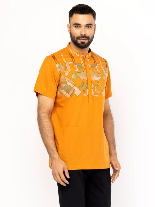 Rust Embroidered Cotton Fatua