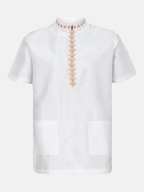 White Embroidered Silk Fatua