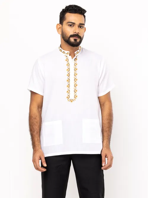 White Embroidered Cotton Fatua