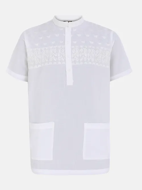 White Embroidered And Textured Cotton Fatua