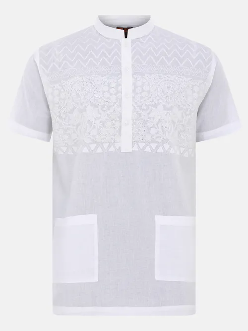 White Appliqued and Embroidered Cotton Fatua