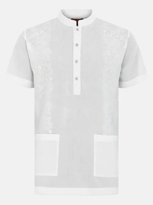 White Embroidered Cotton Fatua