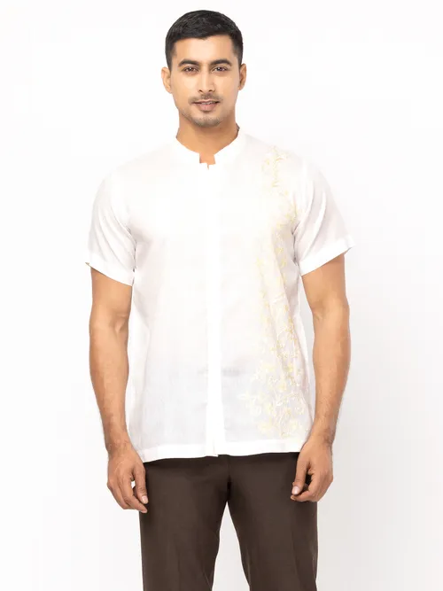 White Embroidered Cotton Fatua