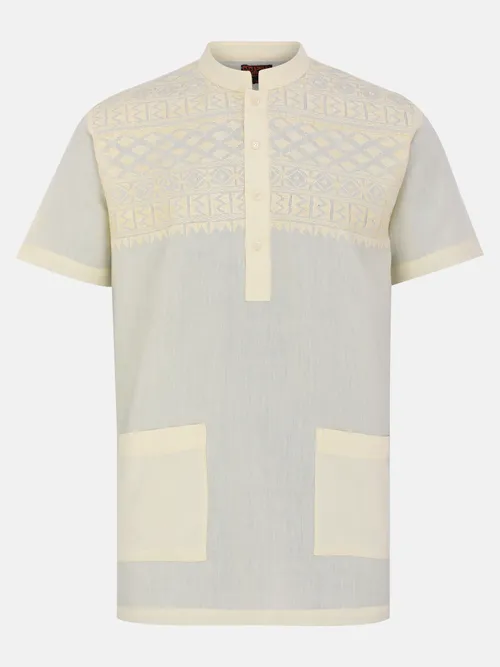Beige Embroidered Cotton Fatua