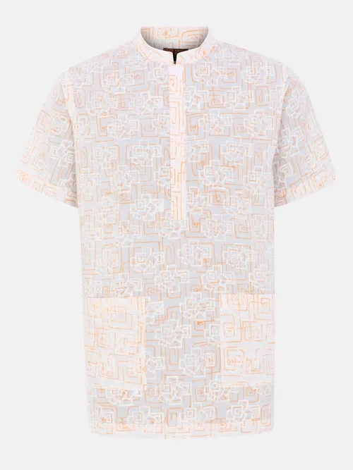 White Printed And Textured Cotton Fatua