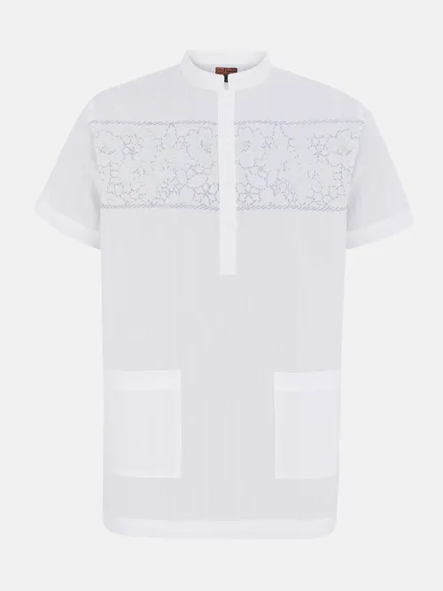 White Embroidered Cotton Fatua