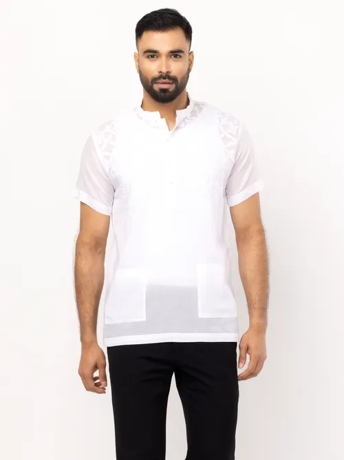 White Appliqued Addi Cotton Fatua