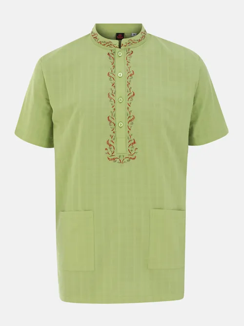 Parrot Green Embroidered Cotton Fatua