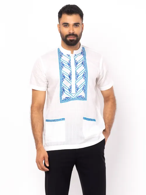 White Embroidered Cotton Fatua