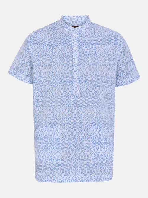 White Printed And Textured Cotton Fatua