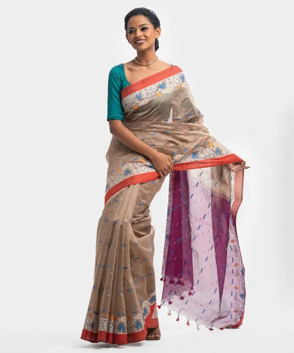 Light Brown Half-silk Saree