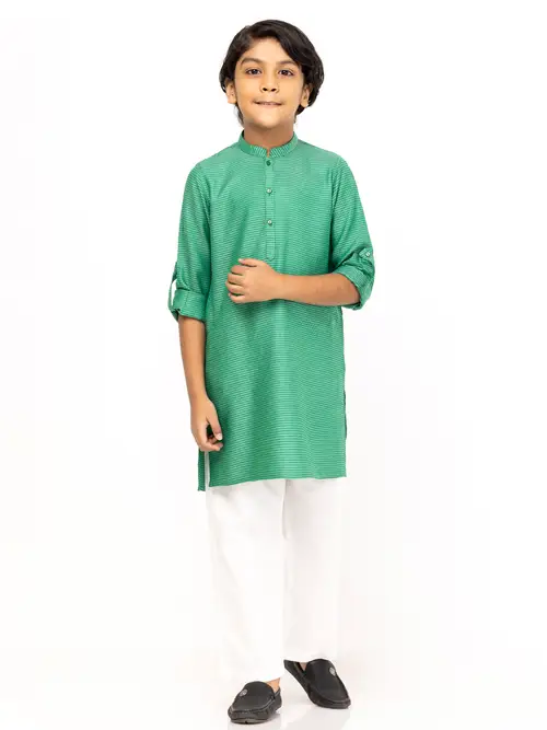Green Viscose Panjabi Pajama Set