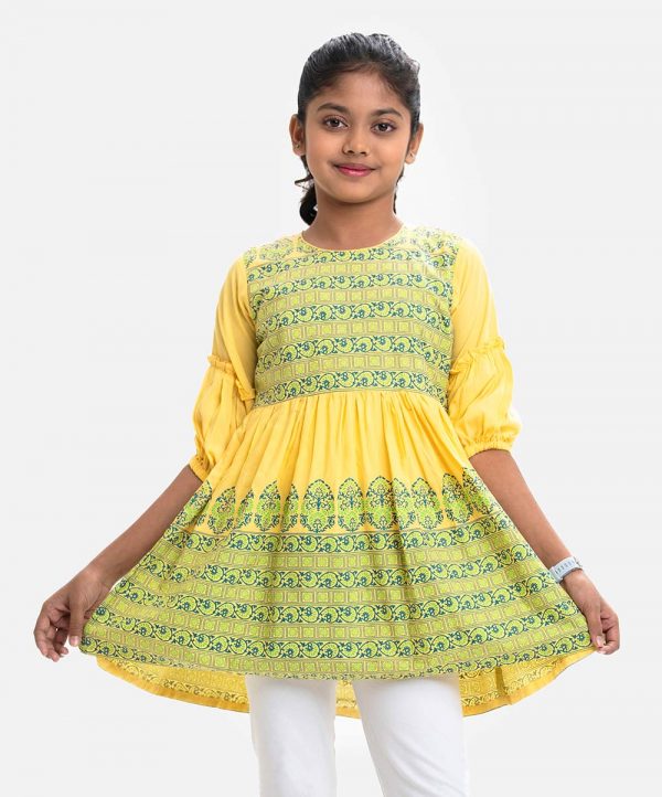 Yellow Viscose Kids Tunic