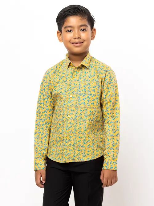 Yellow Printed Cotton Shirt