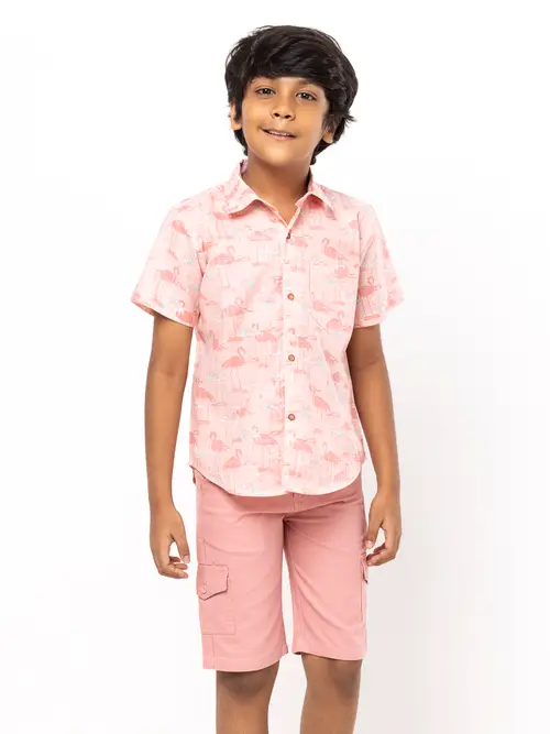 Light Pink Cotton Shirt Pant Set