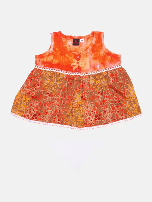 Orange Printed Voile Nima