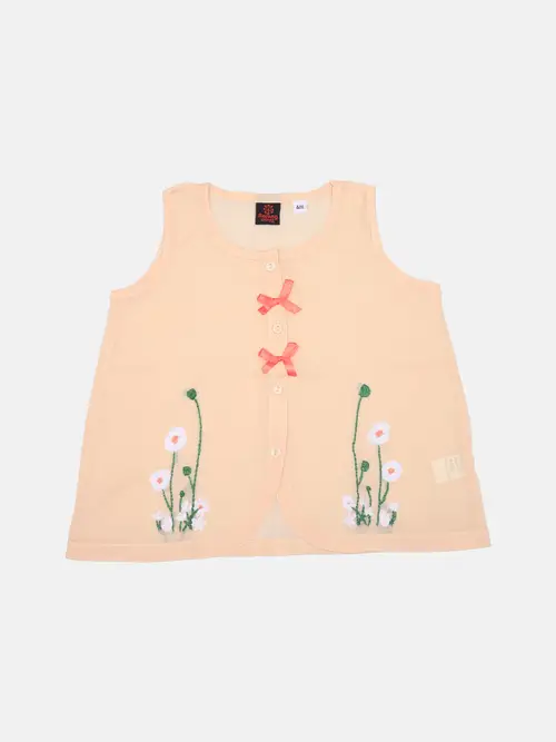 Peach Embroidered Voile Nima