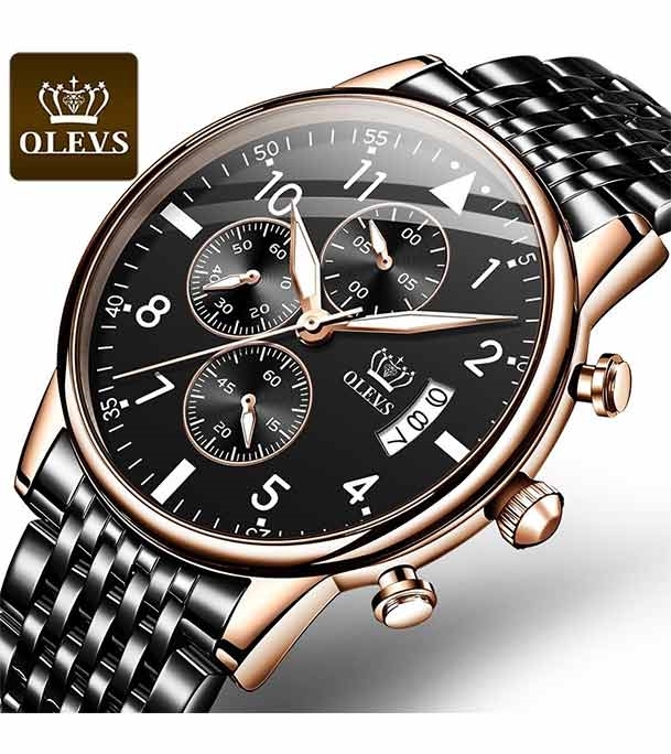 Olevs Bl 2869 Three Eyes Six Hands Multifunction Chronograph Watch