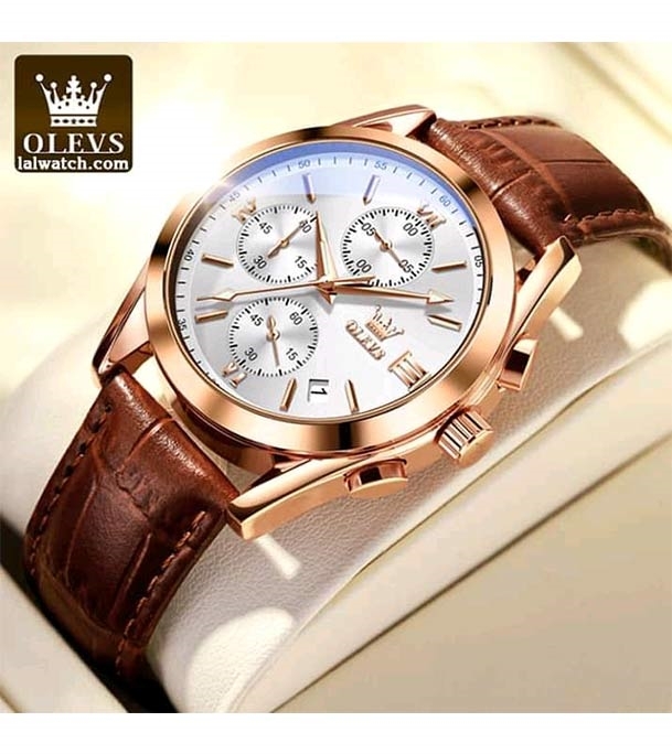 OLEVS 2872 Waterproof Quartz Fashion Watch For Men White
