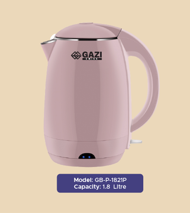 Gazi Smiss Double Layer Electric Kettle - GB-P-1821P - 1.8 Litre