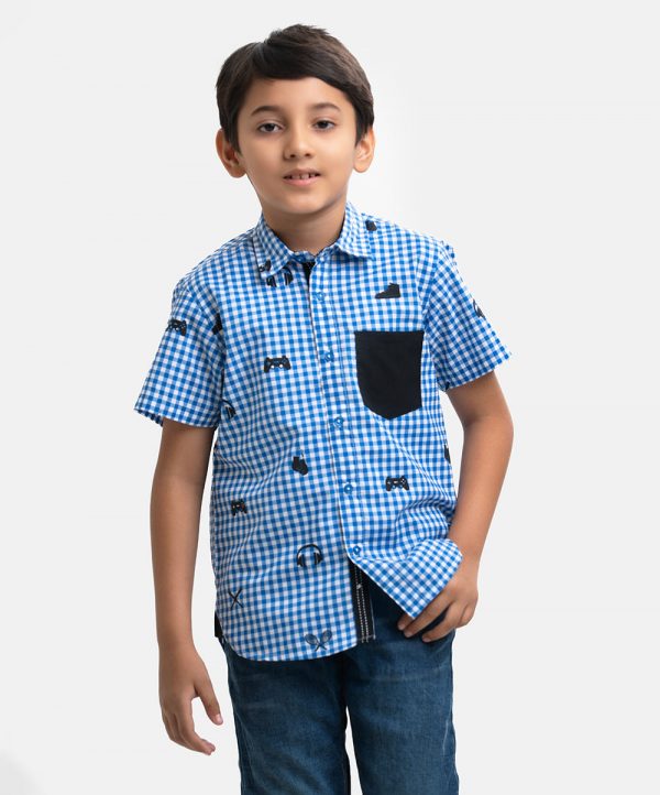 Blue Cotton Casual Shirt