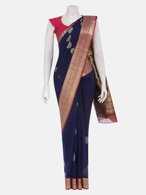 Cobalt Blue Sirajgonj Cotton Katan Saree