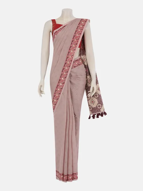 Mauve Printed Cotton Saree