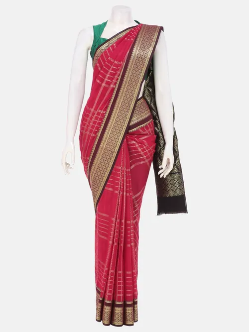 Red Pabna Cotton Baluchari Saree