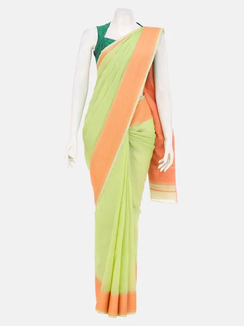 Lime Green Sirajganj Cotton Opera Saree
