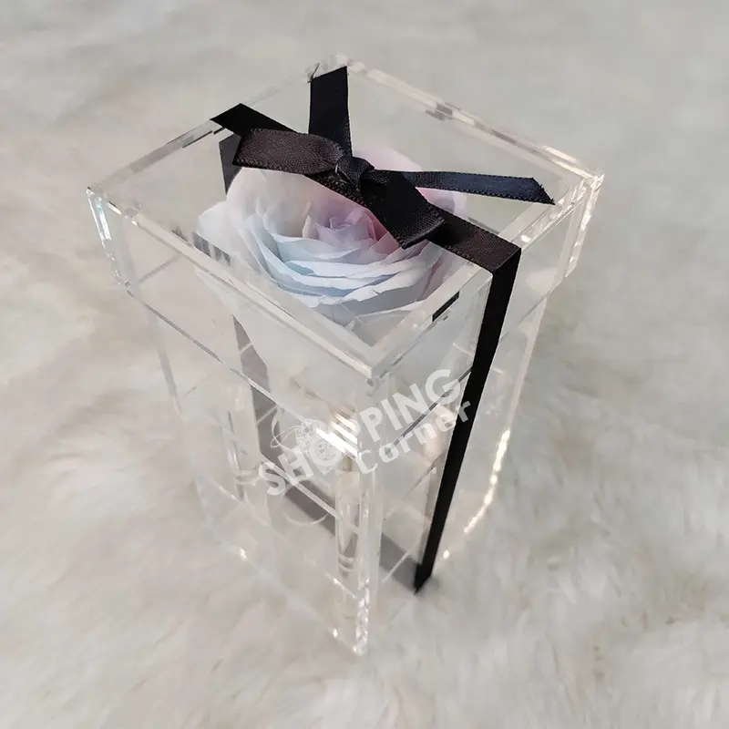 Single Eternal Multi Color Preserve Rose In An Acrylic Box